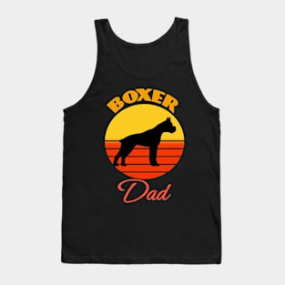 Boxer Dog Dad Father's Day Dog puppy Lover Cute Sunser Retro Funny Tank Top